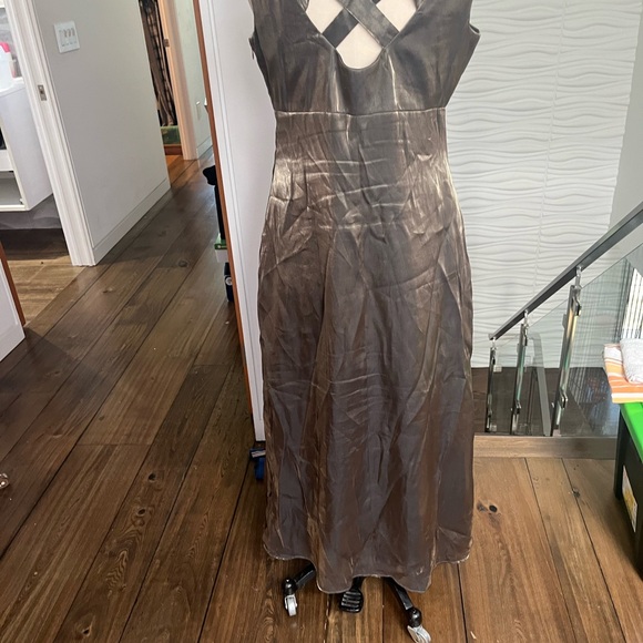 gold (dark) satin long dress size 14 - Picture 3 of 4